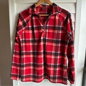 Eddie Bauer Red and Black Checkered Fleece Jacket